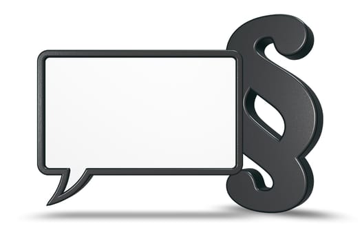 speech bubble and paragraph symbol on white background - 3d rendering