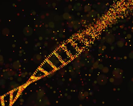 3D illustration. Colorful DNA molecule. Concept image of a structure of the genetic code.