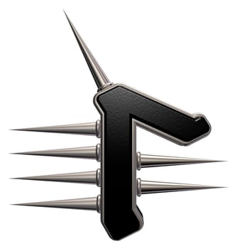 rune symbol with spikes on white background - 3d illustration