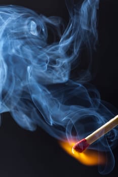 Igniting sulfur wood with blue smoke