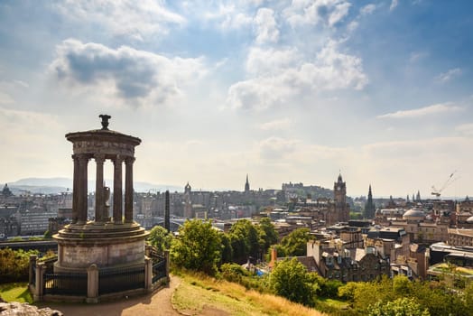 Beautiful view of Edinburgh city from Calton Hill, Scotland