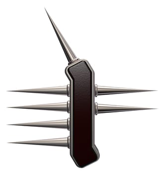 rune symbol with spines on white background - 3d illustration