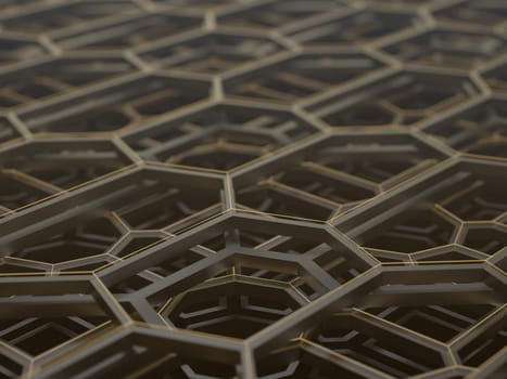 3D illustration. Concept image of a complex and abstract technological structure.