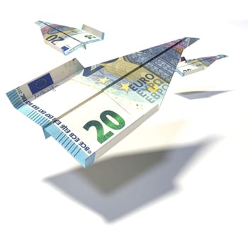 Paper plane from a 20 Euro note