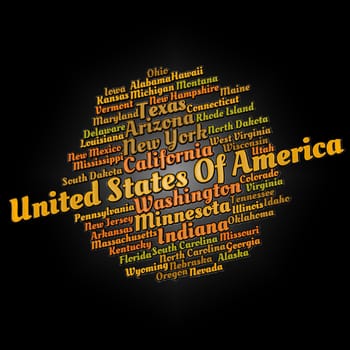 United States cities word cloud text concept