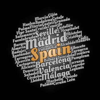 Localities in Spain word cloud concept