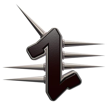 rune symbol with spikes on white background - 3d illustration