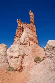 Lone Hoodoo Against the Sky in Bryce Canyon National Park in Utah