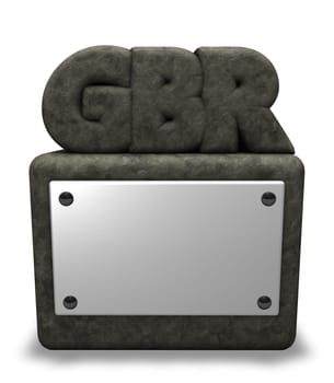 gbr made of stone on white background - 3d illustration
