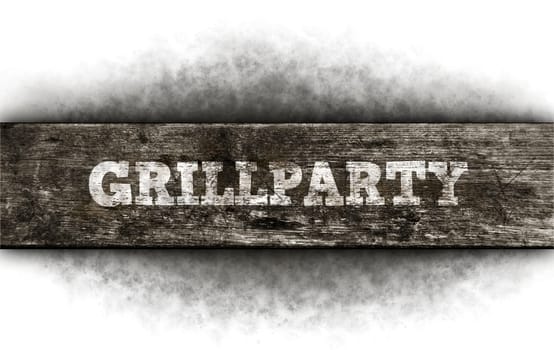 the word barbecue party on old wooden boards