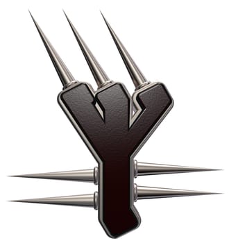 rune symbol with spines on white background - 3d illustration