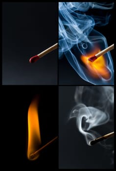 Four stages burning a match