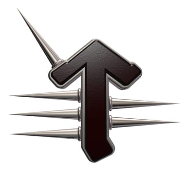 rune symbol with spines on white background - 3d illustration