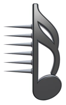 music note with spikes on white background - 3d illustration