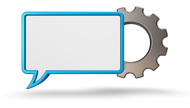 speech bubble and gear on white background - 3d rendering