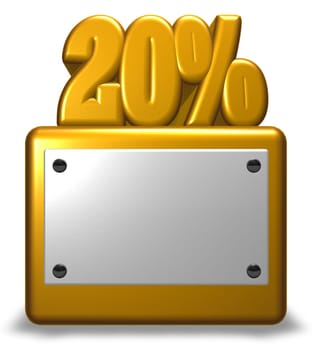 the number twenty and percent sign on socket - 3d rendering