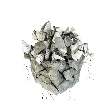 3d illustration of a broken rock isolated on white background