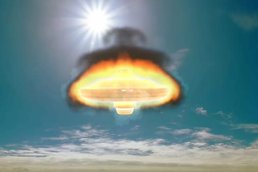 burning ufo in the sky