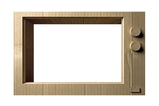 3d illustration of a cardboard tv isolated on white background
