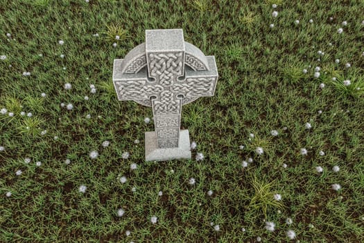 3d illustration of celtic cross in a cemetery