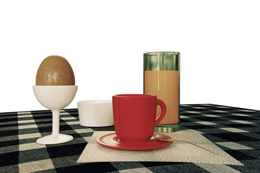 3d illustration of a breakfast table isolated on white background