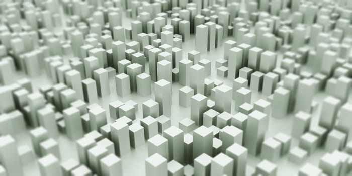 city blocks on a white plain