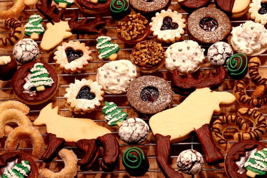 Christmas bakery. Various colorful cookies and cookies for Christmas