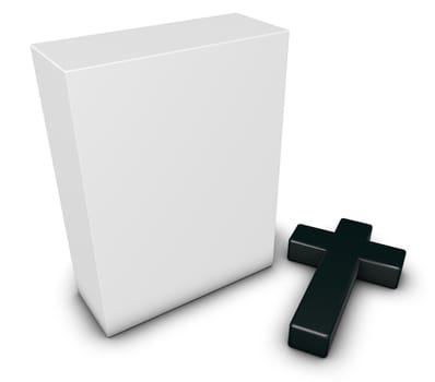 Christian cross and white box - 3d rendering