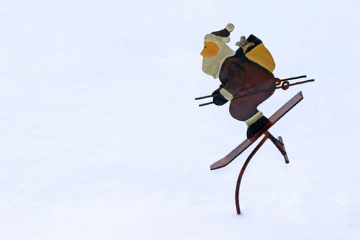 Winter decoration - A skier St. Nicholas in the snow