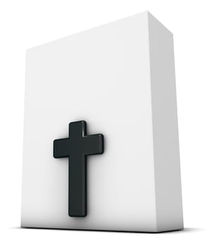 Christian cross and white box - 3d rendering