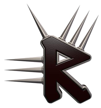 rune symbol with spines on white background - 3d illustration
