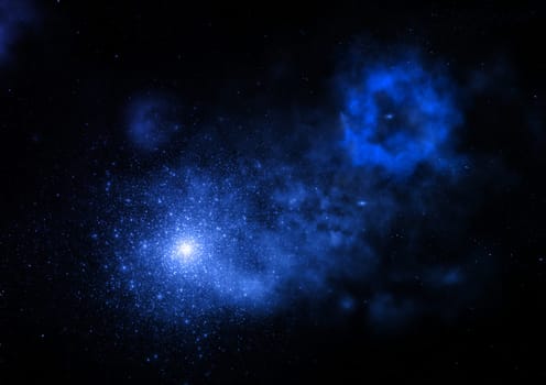 Far being shone nebula and star field against space. Elements of this image furnished by NASA . 3D rendering.