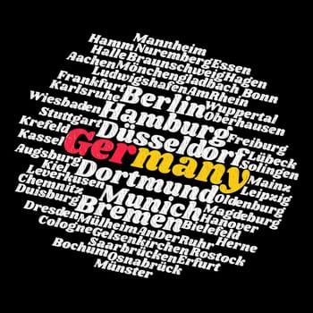 German cities word cloud concept