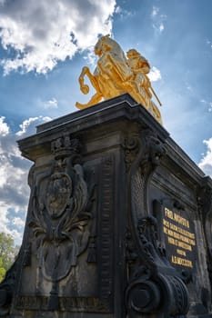 the golden rider in the city center of Dresden. The Saxon Elector August the Strong is depicted. The monument was unveiled in 1736