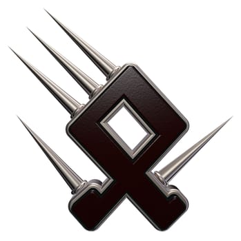 rune symbol with spines on white background - 3d illustration