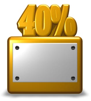the number forty and percent sign on socket - 3d rendering
