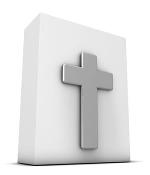 Christian cross and white box - 3d rendering