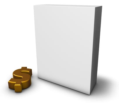 dollar symbol and white box - 3d rendering