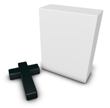 Christian cross and white box - 3d rendering