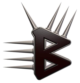 rune symbol with spines on white background - 3d illustration