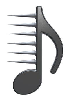 music note with spikes on white background - 3d illustration