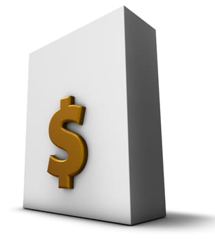 dollar symbol and white box - 3d rendering