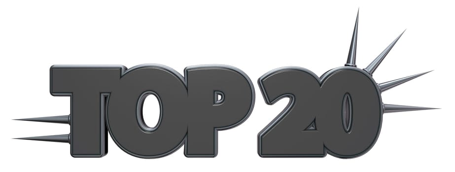 top 20 - font with spikes - 3d rendering