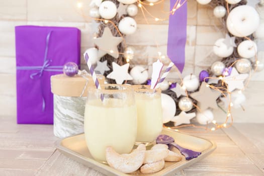 Egg punch with colorful decoration for Christmas