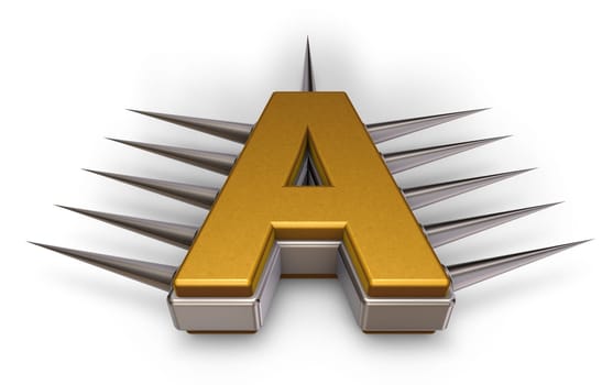 the letter a with spikes - 3d illustration
