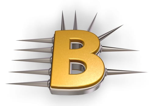 the letter b with spikes - 3d illustration