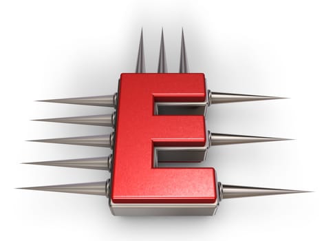 the letter e with spikes - 3d illustration