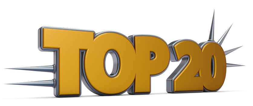 top 20 - font with spikes - 3d rendering