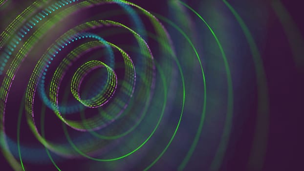3D Illustration. Abstract image, holographic circles in connection points.
