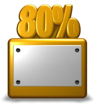 the number eighty and percent sign on socket - 3d rendering